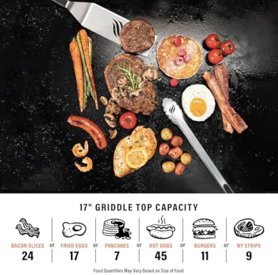 17" Commercial Flat Top Grill – 60,000 BTU Power + Cast Iron Griddle for Heavy-Duty Cooking