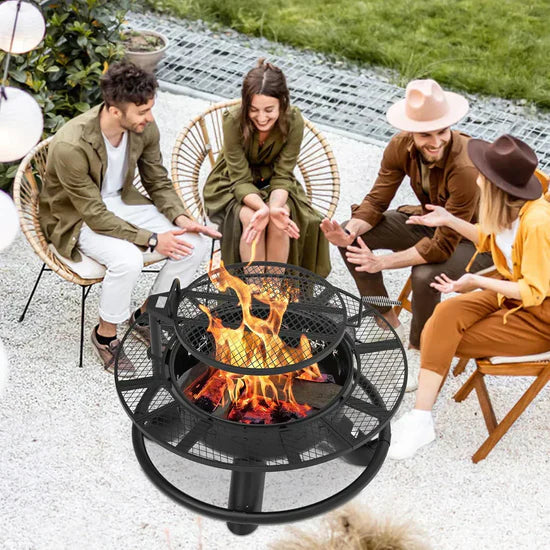 Convertible Fire Pit & Grill – Detachable Grate for Camping & Backyard BBQs, 2-in-1 Versatility