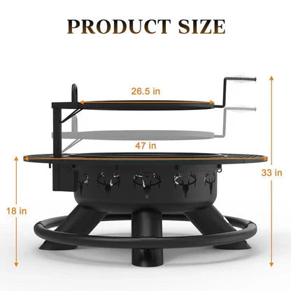 Convertible Fire Pit & Grill – Detachable Grate for Camping & Backyard BBQs, 2-in-1 Versatility