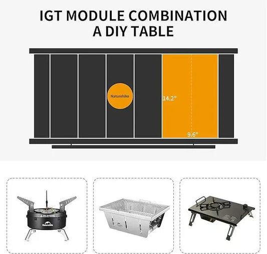All-in-One Camping Table with Built-in Stove – Lightweight Aluminum, Foldable for Easy Adventures