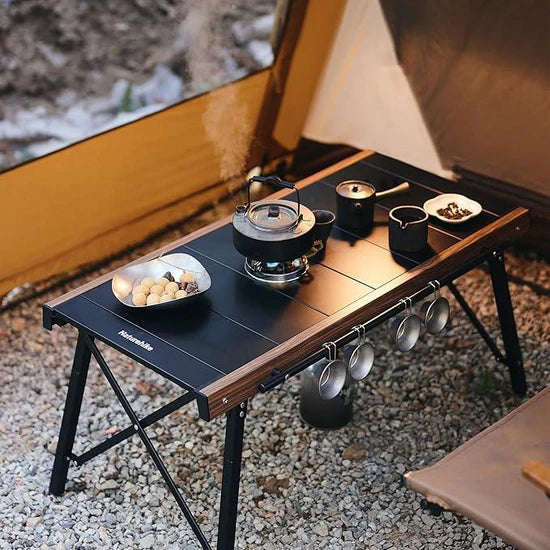 All-in-One Camping Table with Built-in Stove – Lightweight Aluminum, Foldable for Easy Adventures
