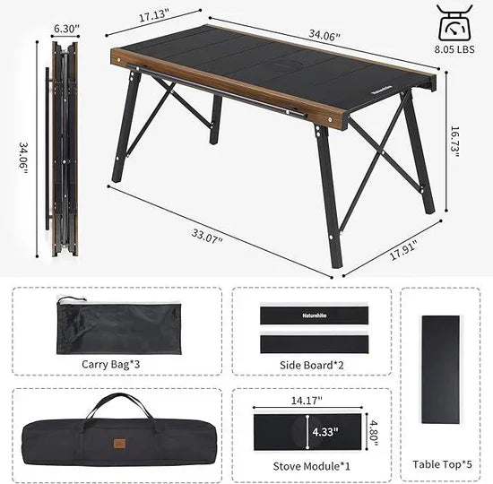 All-in-One Camping Table with Built-in Stove – Lightweight Aluminum, Foldable for Easy Adventures